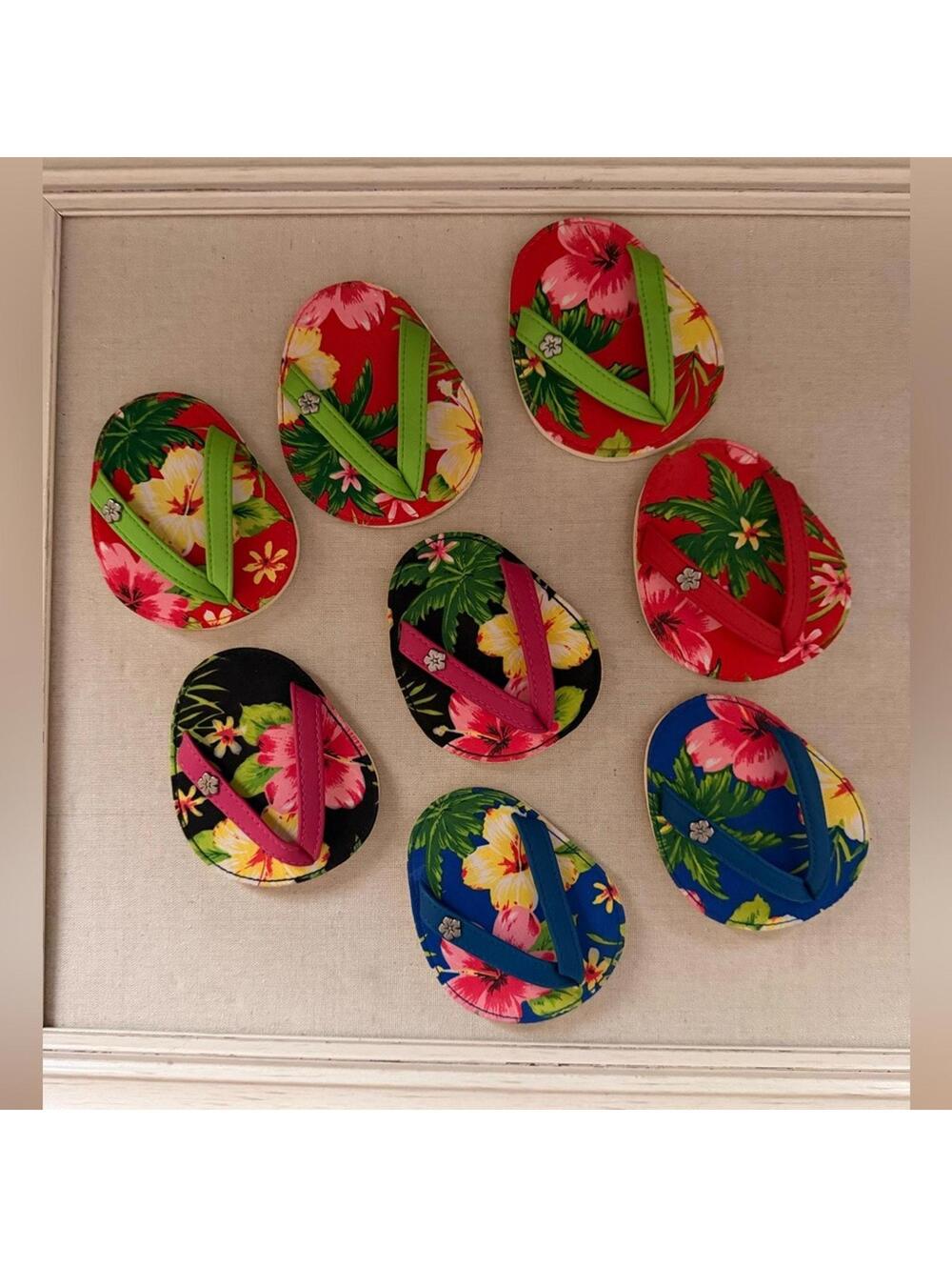 Hibiscus Hula Flip Flop Wine glass Coasters NWT set of 8